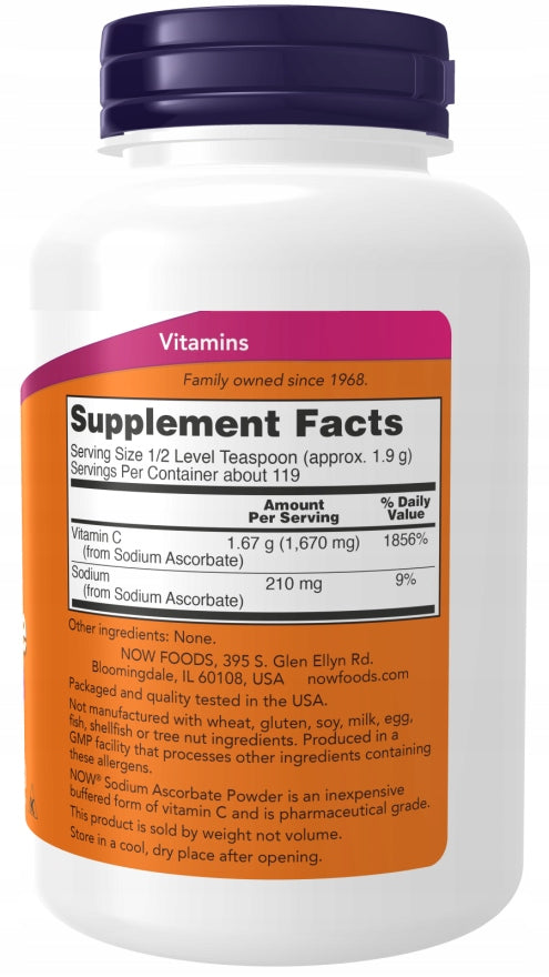 NOW Foods Sodium Ascorbate SODIUM ASCORBATE VITAMIN C POWDER 227g EAN (GTIN) 733739007605