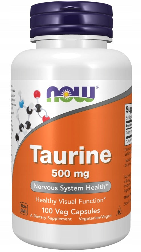 NOW Foods Taurine 500mg Taurine Strength 100 vegg caps.