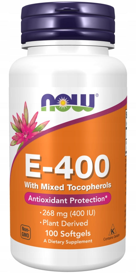 NOW Foods VITAMIN E-400 268mg mixed Tocopherol E 400 YOUTH 100 softgels
