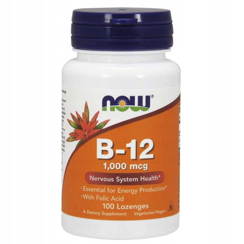 NOW Foods Vitamin B-12 1.000mcg Energy Production + Folic Acid 100 pastes. Weight 55 g