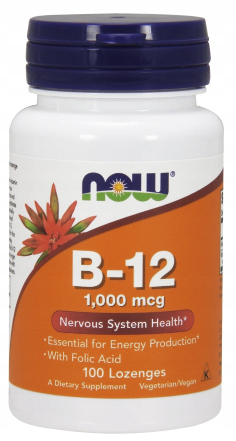 NOW Foods Vitamin B-12 1.000mcg Energy Production + Folic Acid 100 pastes.