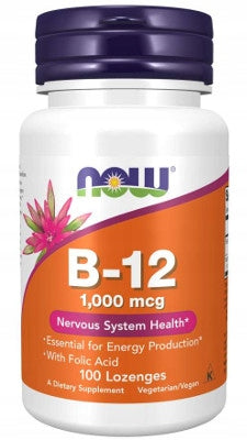 NOW Foods Vitamin B-12 1000mcg Wit.B12 Folic Acid FOR SUCTION 100tab Packaging status original