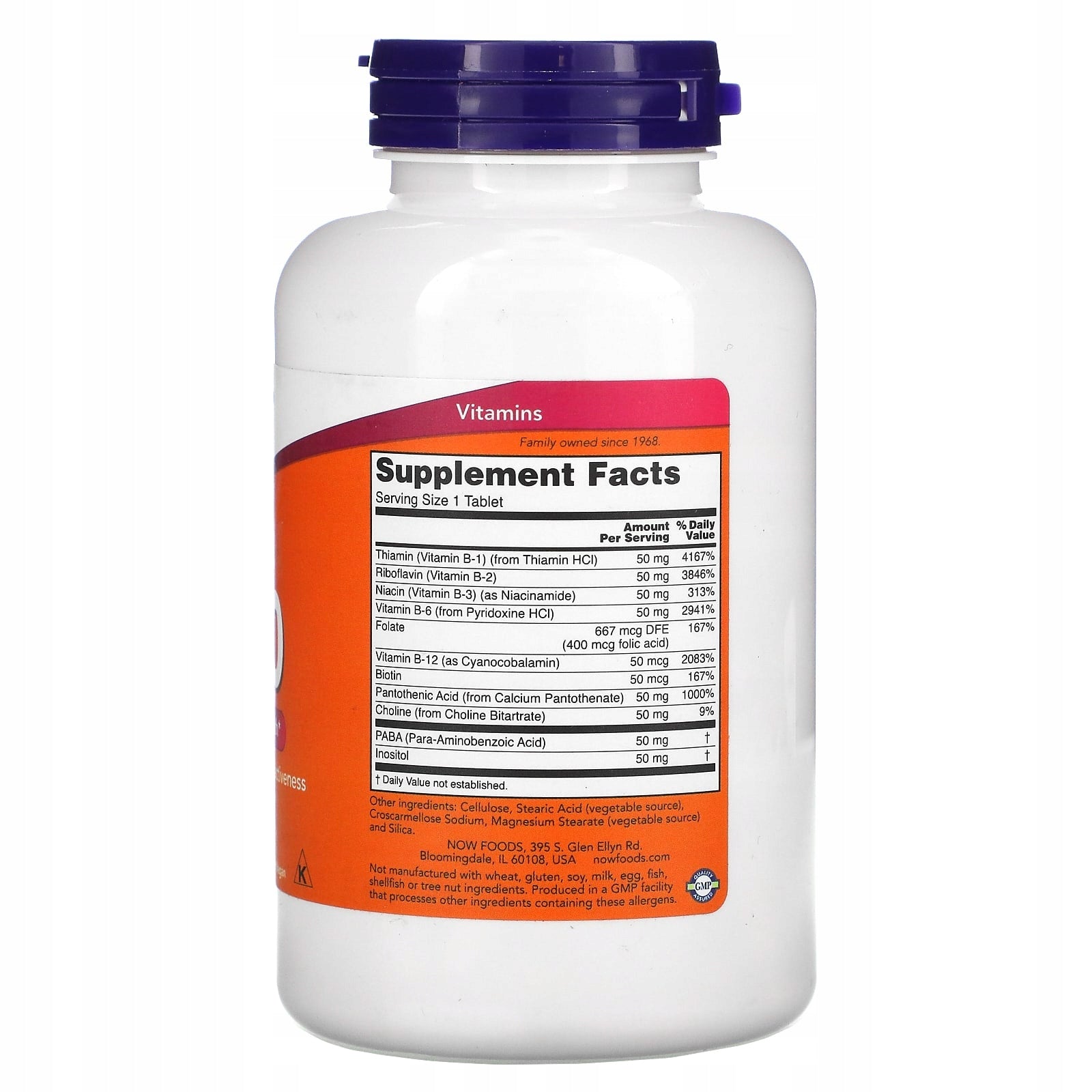 NOW Foods Vitamin B-50 Complex Vitamins B STRESS MEMORY VEGE 250tab EAN (GTIN) 733739004284