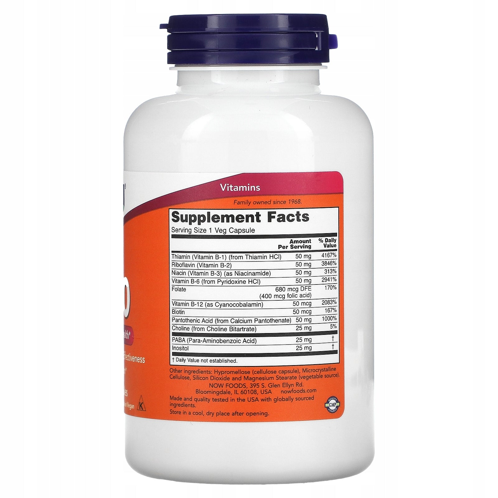 NOW Foods Vitamin B-50 Vitamin Complex B1 B2 B3 B5 B6 B12 Stress 250 vkaps Manufacturer code NOW0422C