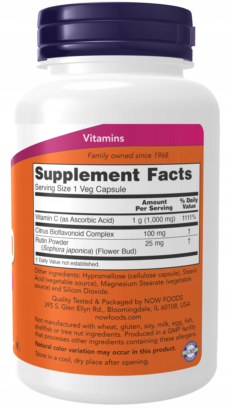 NOW Foods Vitamin C-1000 & Bioflavonoids 100mg WIT.C BIOFLAVONOIDS VEGE 250 Manufacturer code 733739006929