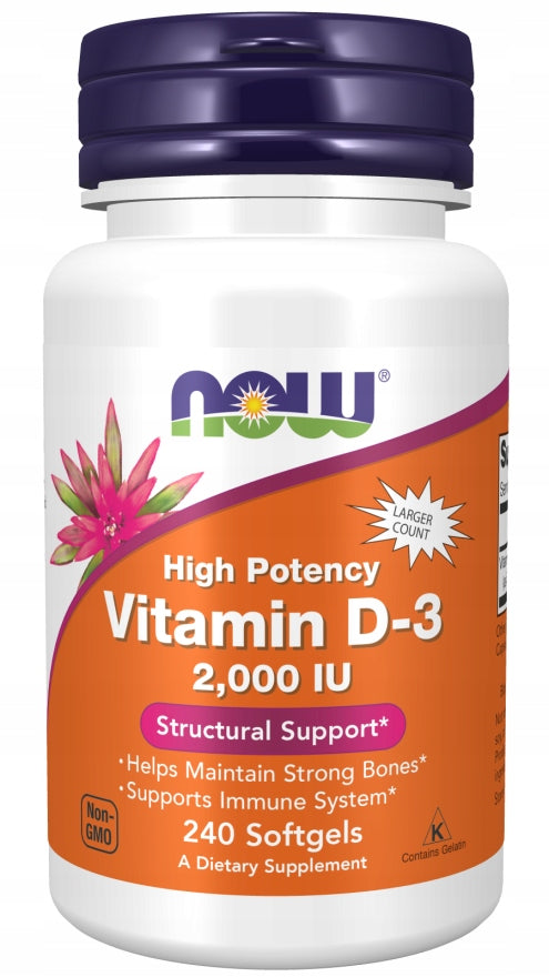 NOW Foods Vitamin D3 Vitamin D-3 BONE RESISTANCE Wit D3 2000 IU 240softgel