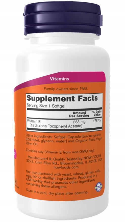 NOW Foods Vitamin E-400 D-Alpha Packaging status original