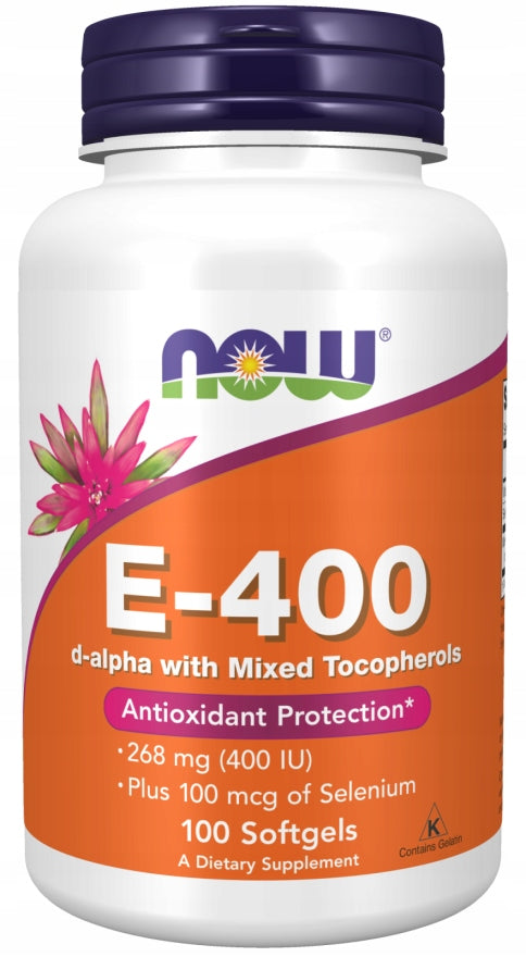 NOW Foods Vitamin E-400 VITAMIN E SELENIUM VITAMIN OF YOUTH ANTIOXIDANT 100k
