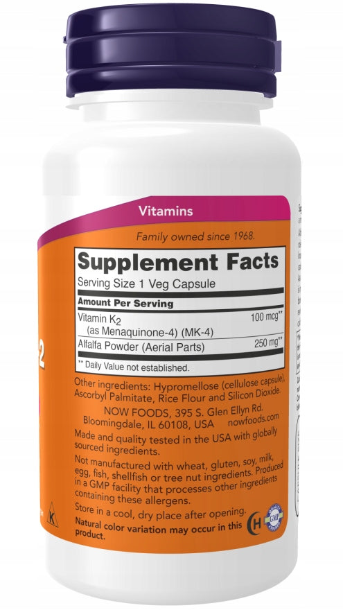 NOW Foods Vitamin K-2 MK4 100mcg K@ MK4 BONE 250k EAN (GTIN) 733739009913