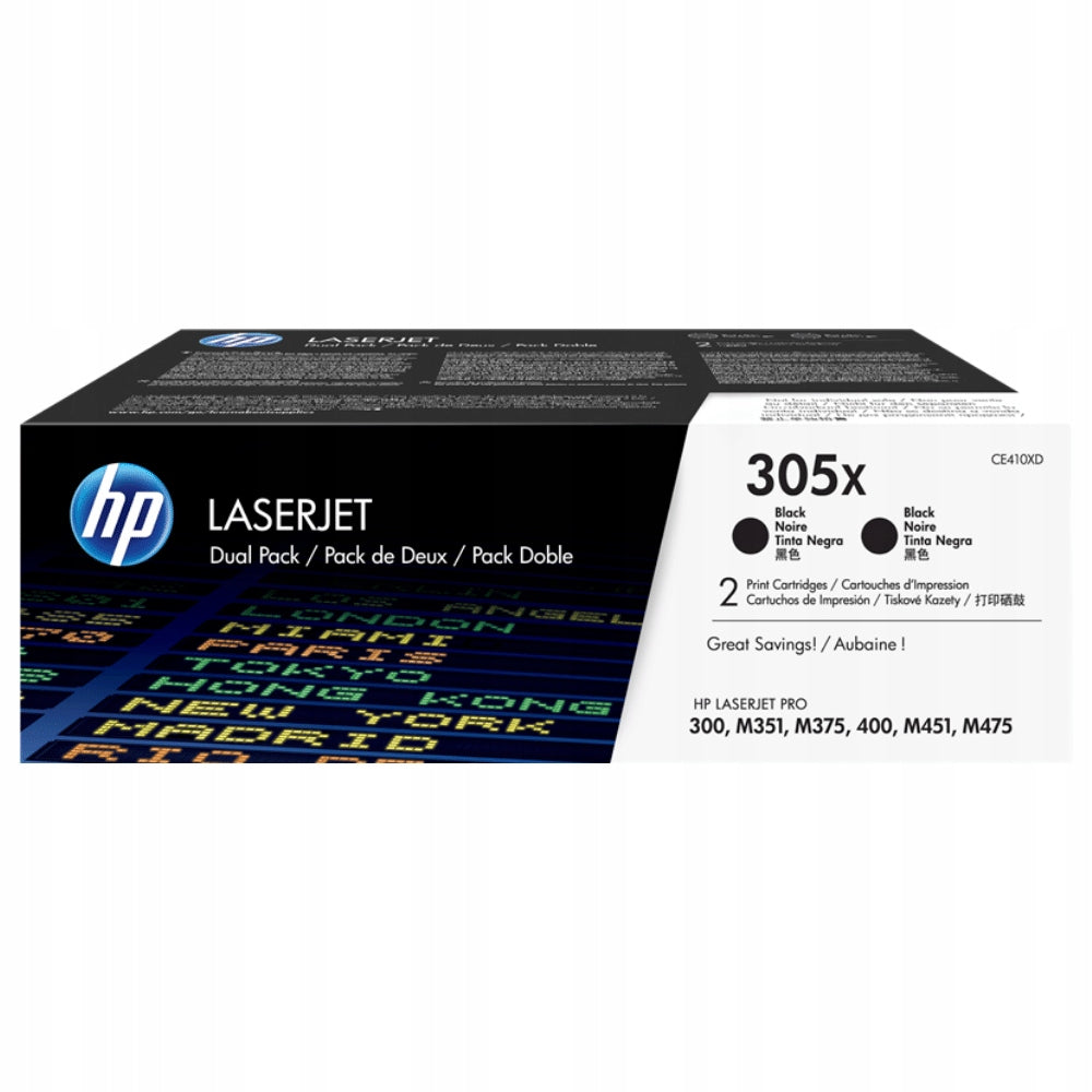 HP CE410XD Nr. 305X Doppelpack, schwarze Patrone 