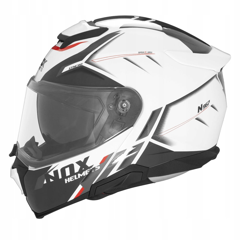 NOX FLIP-UP JAW HELMET WITH BLEND N967 SYNCHRO WHITE/RED - XL Manufacturer Nox
