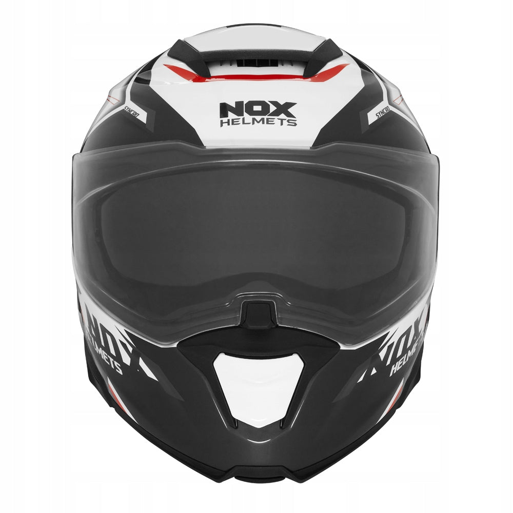 NOX FLIP-UP JAW HELMET WITH BLEND N967 SYNCHRO WHITE/RED - XL Size XL
