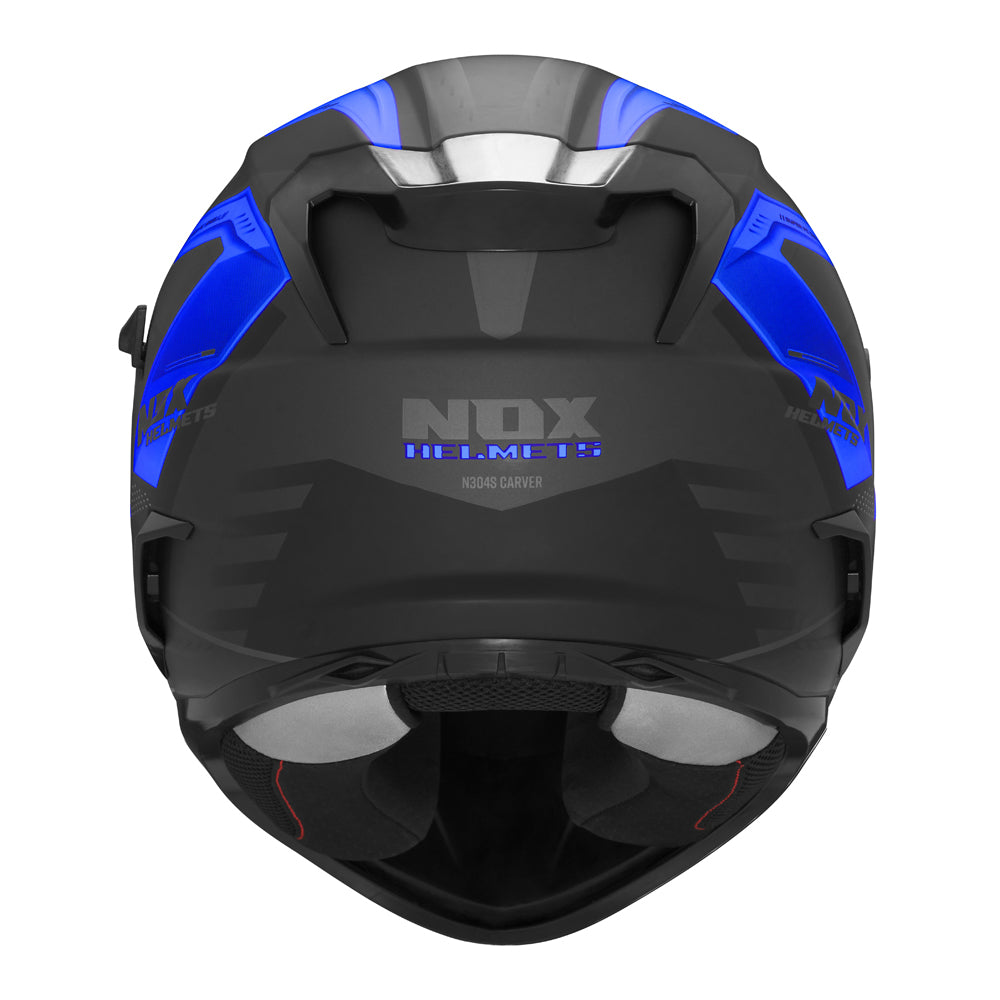 NOX INTEGRAL MOTORCYCLE HELMET WITH BLEND CARVER BLACK BLUE MAT 2XL Size XXL