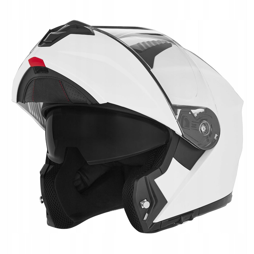 NOX MOTORCYCLE JAW HELMET WITH BLEND N968 SOLID WHITE GLOSS XL