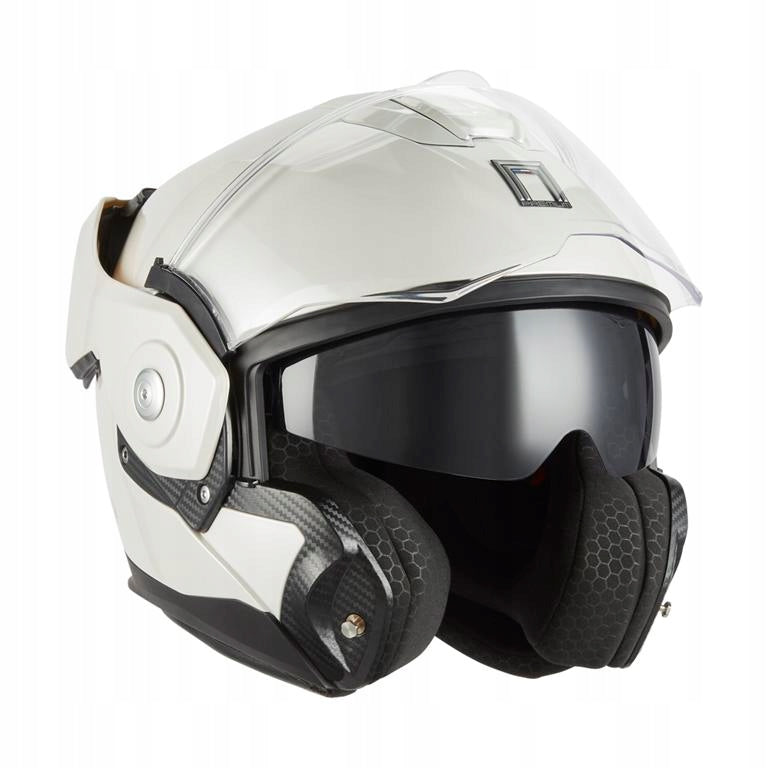 NOX PREMIUM FLIP-BACK JAW HELMET WITH SPINNER BLEND WHITE GLOSS L