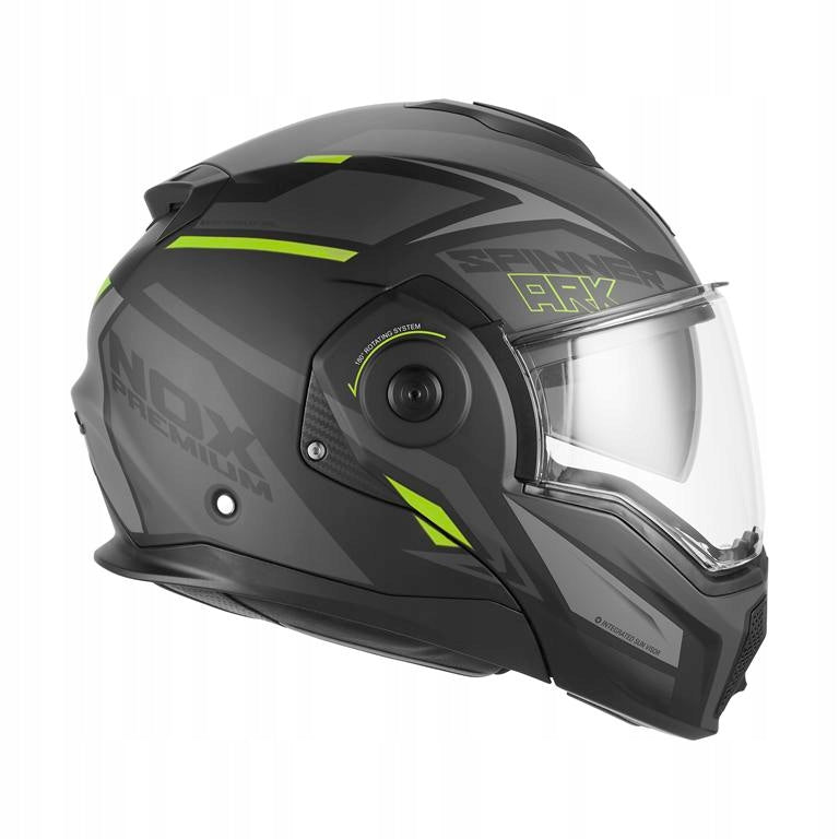 NOX PREMIUM JAW HELMET SPINNER ARK BLACK MATT/YELLOW FLUO SIZE M Packaging status original