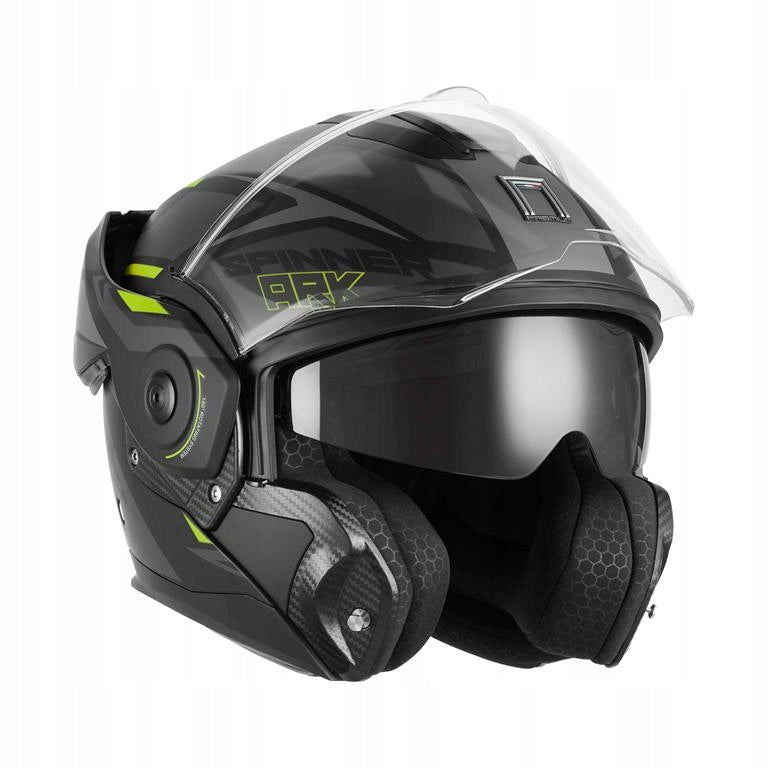 NOX PREMIUM JAW HELMET SPINNER ARK BLACK MATT/YELLOW FLUO SIZE M