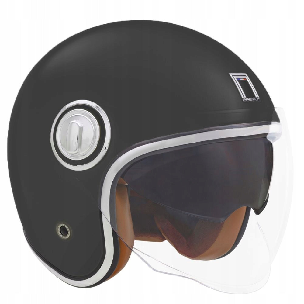 NOX PREMIUM OPEN HELMET JET HERITAGE SOLID BLACK MAT L