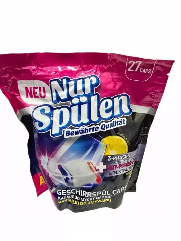NUR SPULEN ALL IN 1 DISHWASHER CAPSULES 27 PCS LEMON EFFECTIVE WASHING