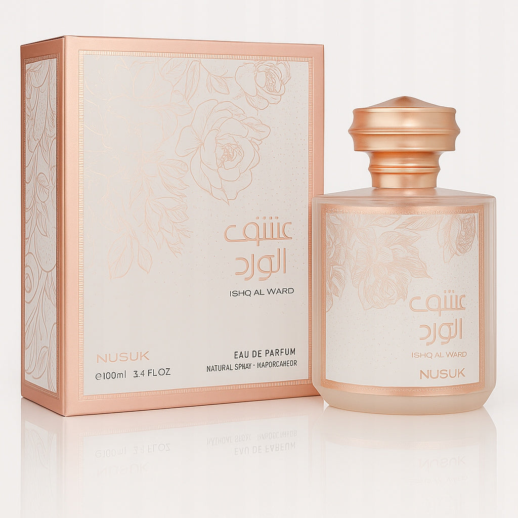 NUSUK ISHQ AL WARD UNIQUE ARABIC PERFUME Rose for Women Packaging status original
