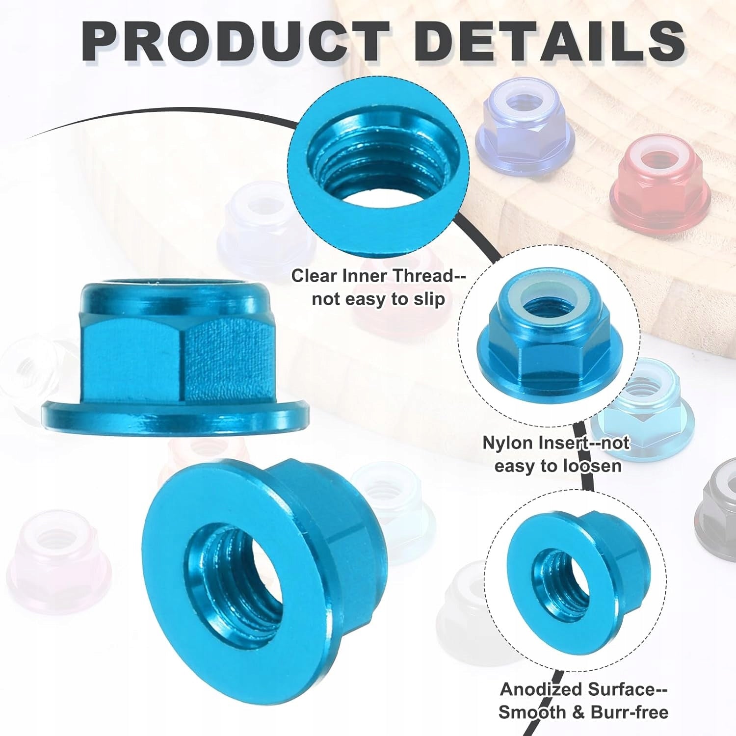 NUTS M5 ALUMINUM SELF-CLAMPING 30 PCS RC DRONE FPV Model QUARKZMAN 30 szt. M5 Skok 0,8 mm Samozaciskowe nak