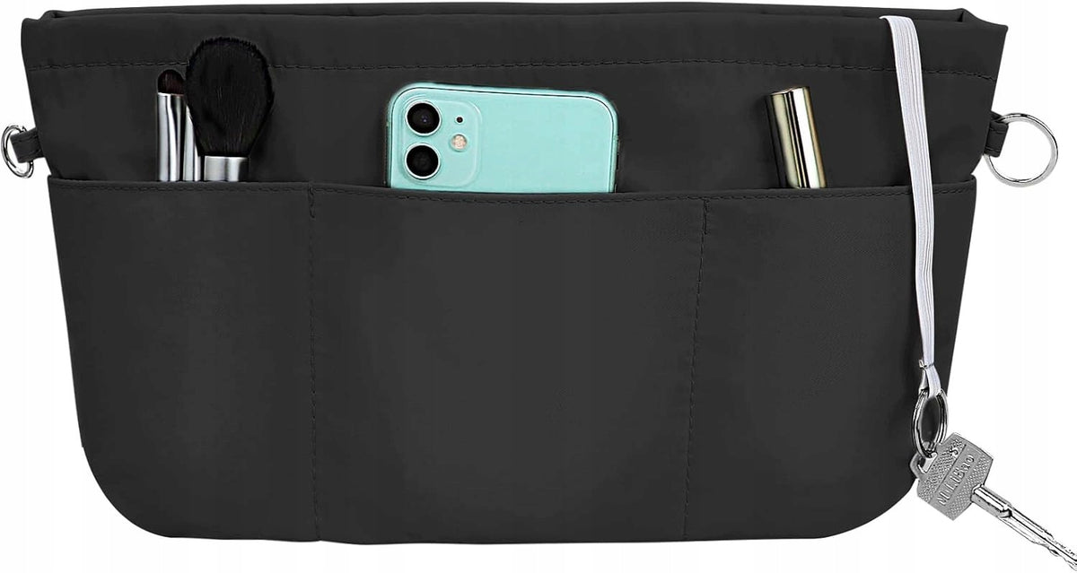 NYLON BAG ORGANIZER 13 POCKETS KEYCHAIN WATERPROOF BLACK S