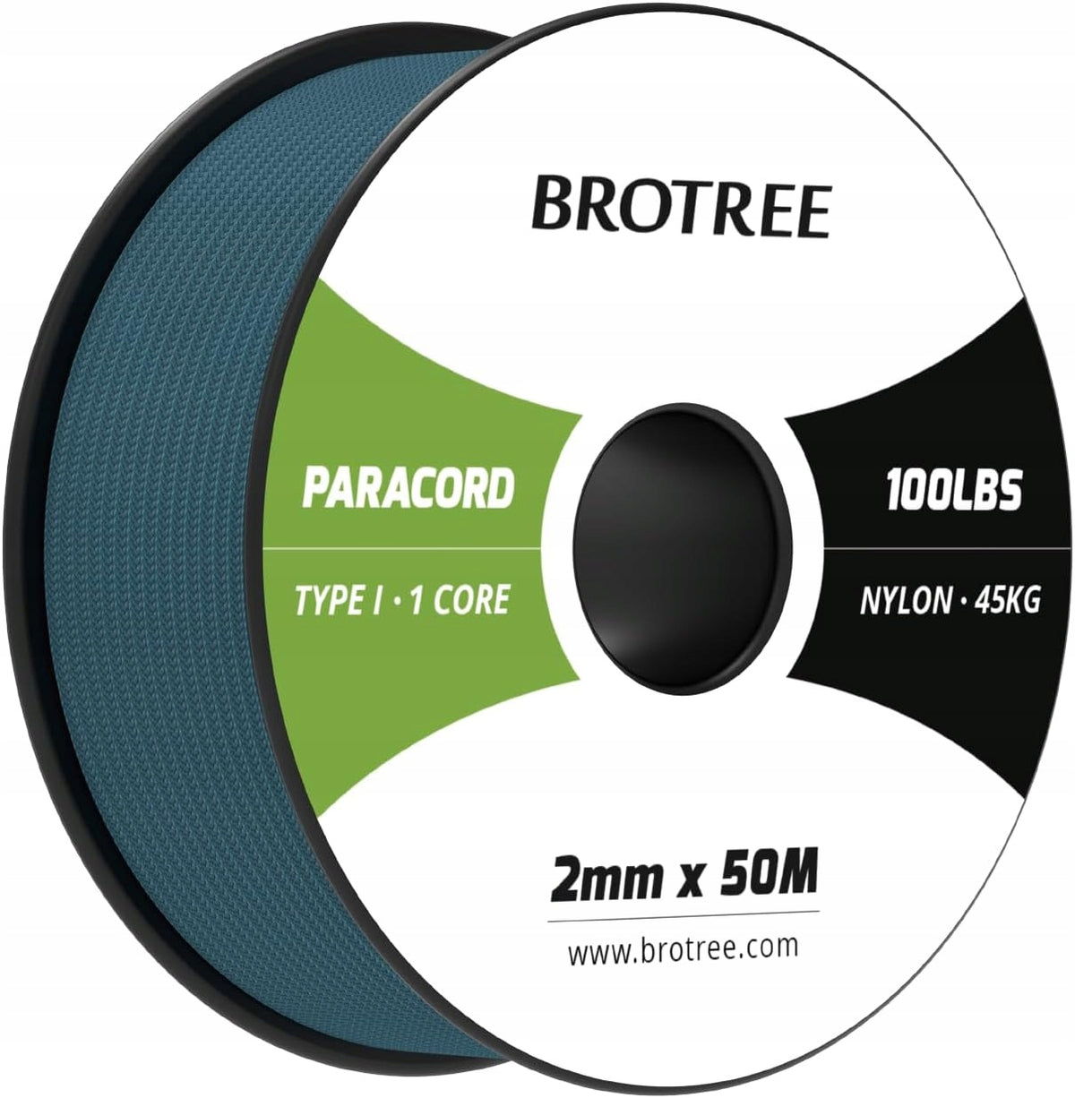 NYLON PARACORD ROPE 2MM 50M TURQUOISE GREEN LOAD 45KG