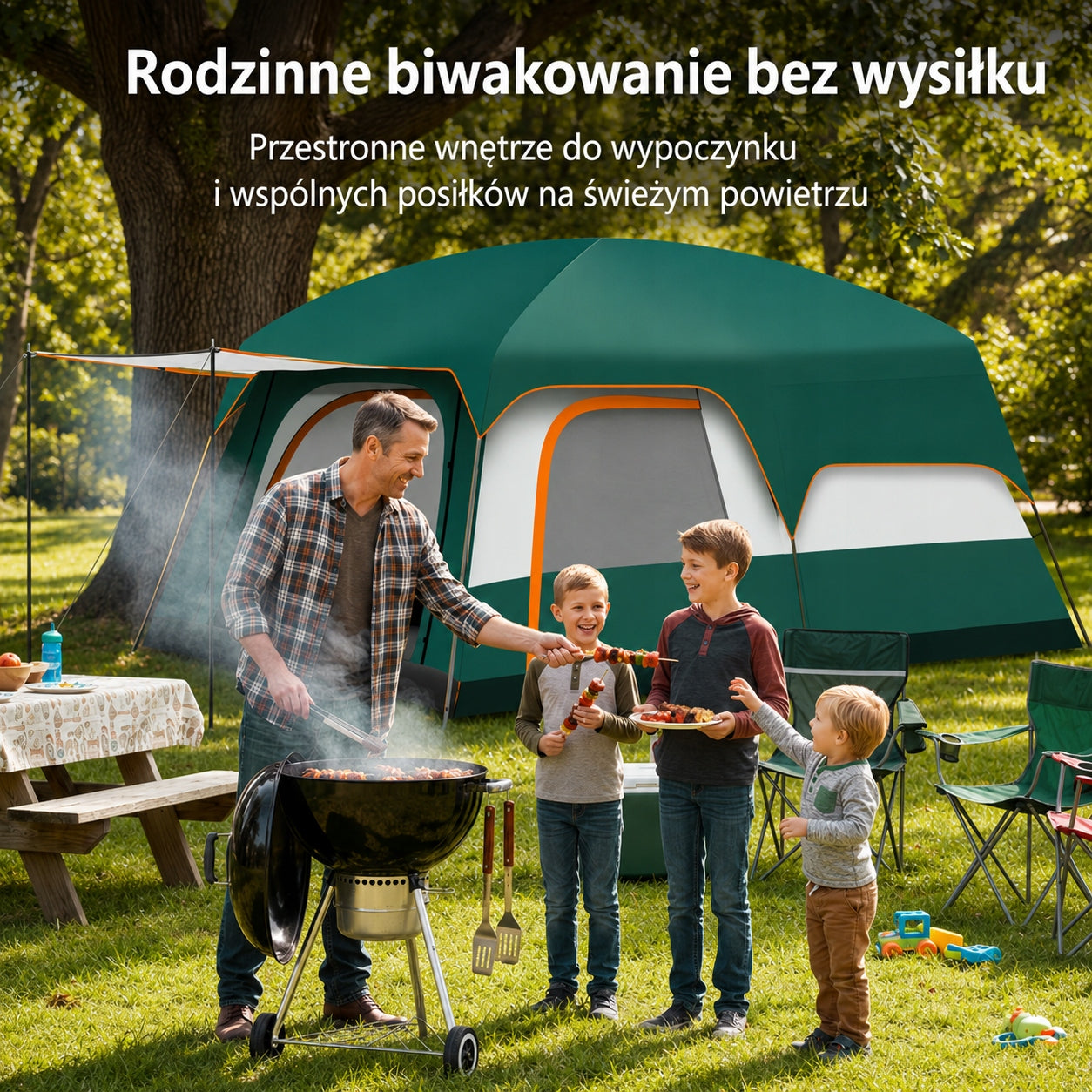 Namiot Kempingowy 4 Osobowy Rodzinny z Markizą Dwupokojowy Manufacturer code 6.8