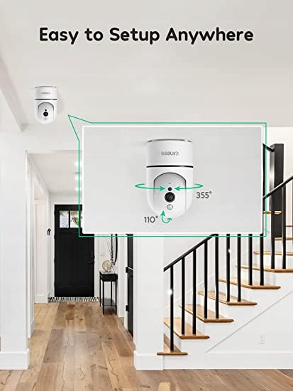 Nanny Camera Rotating WiFi App 1080p 2pcs Color white