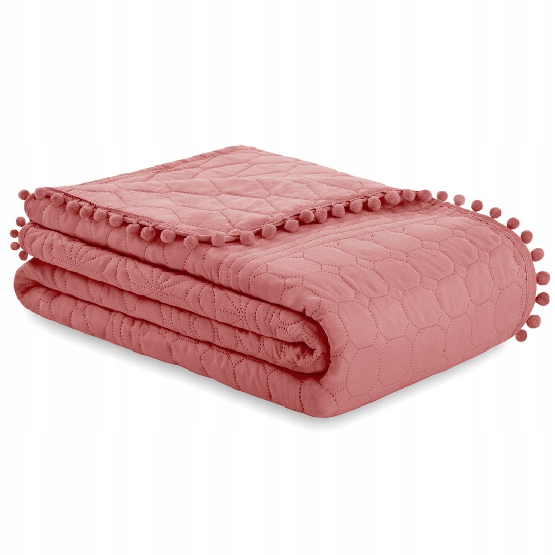 AmeliaHome gesteppte Tagesdecke mit Fransen Meadore, 170x270 cm 
