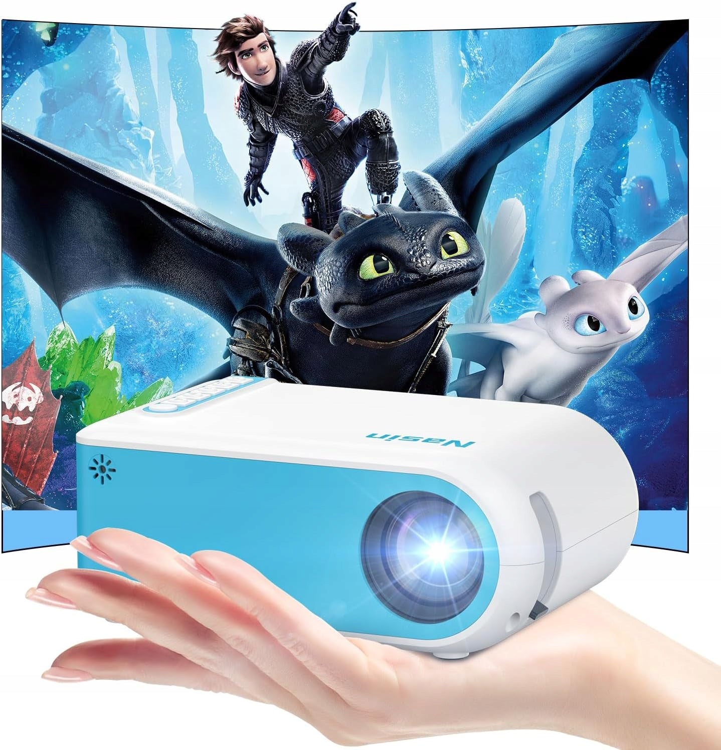 Nasin Mini Projector, Portable Film Projector, Support 1080p