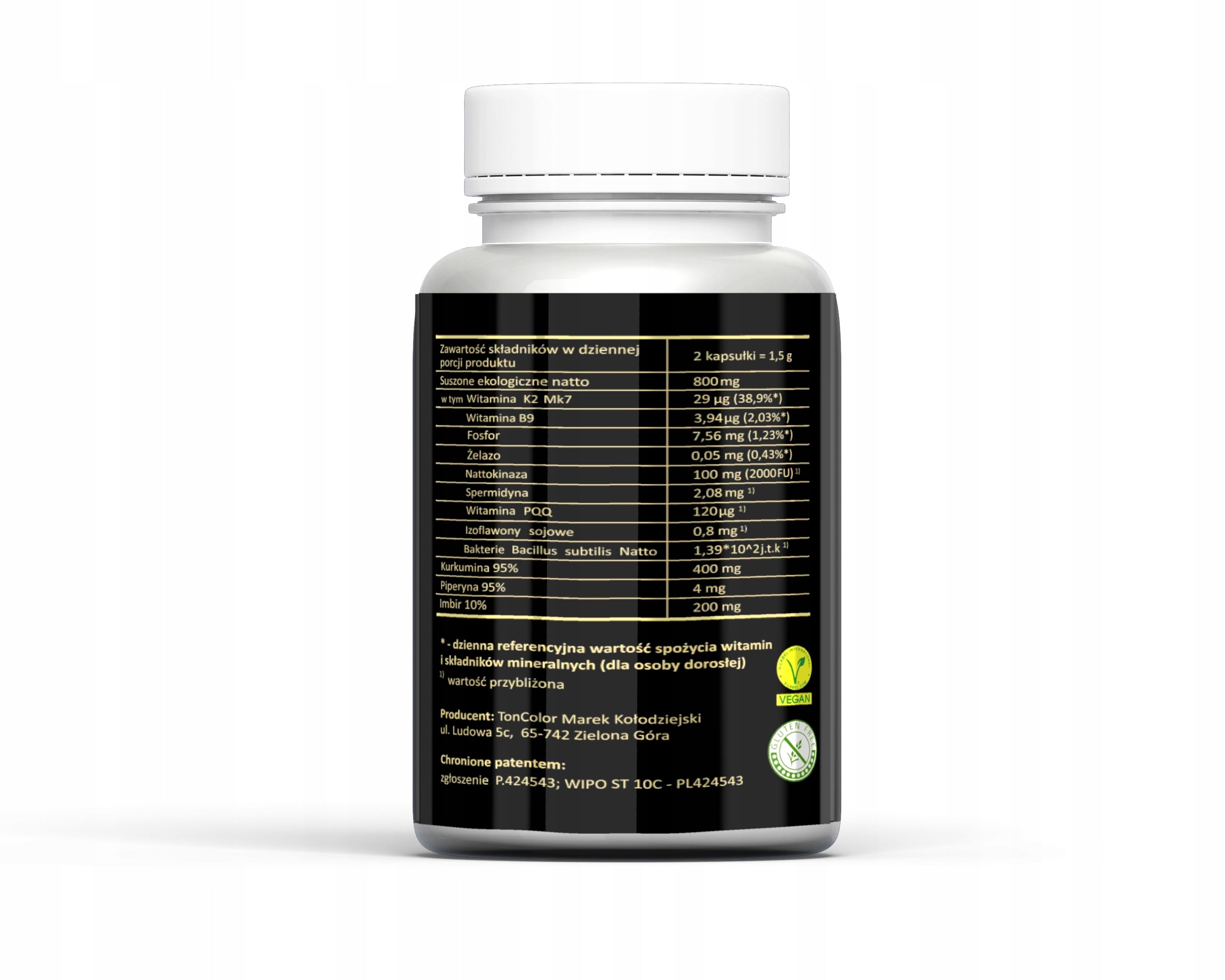 Natto Active Curcumin 400Mg Ginger 200Mg Nattokinase 100Mg 2000 FU 60 kaps Manufacturer code NattoActive kurkumina+Imbir 60 szt. kapsułki