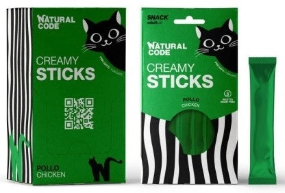 Natural Code Cat Snack Creamy Sticks POLLO Cat Sauce Chicken 4x14g
