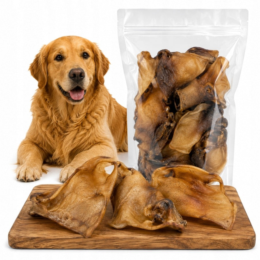 Natural Dog Teether Dried Pork Ear 1kg Hard Treat