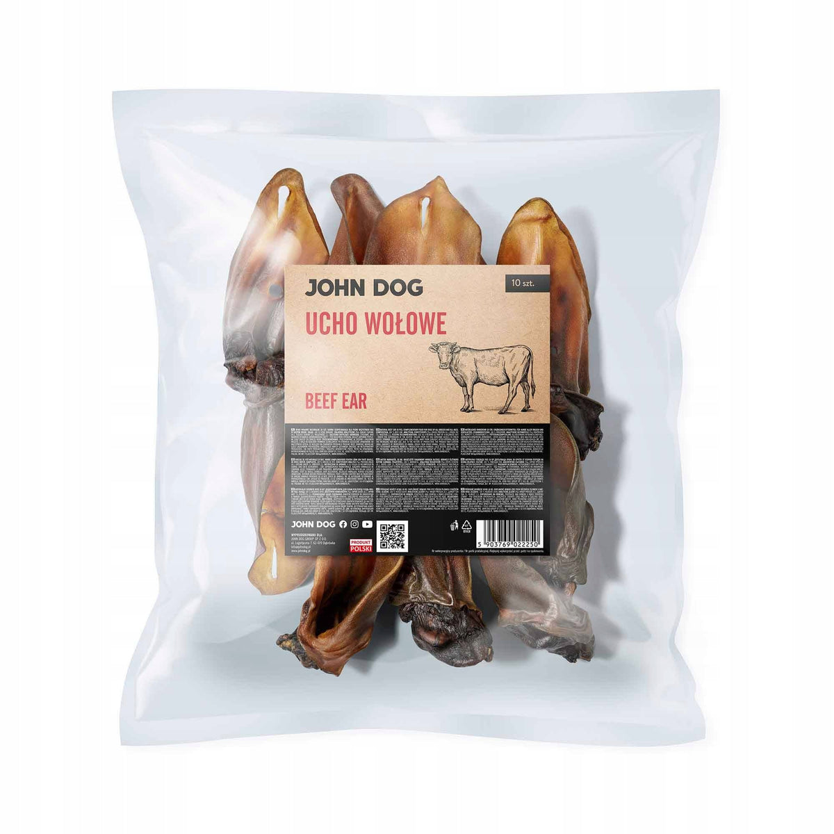 Natural Dried Dog Teether Beef Ear 10 Pack