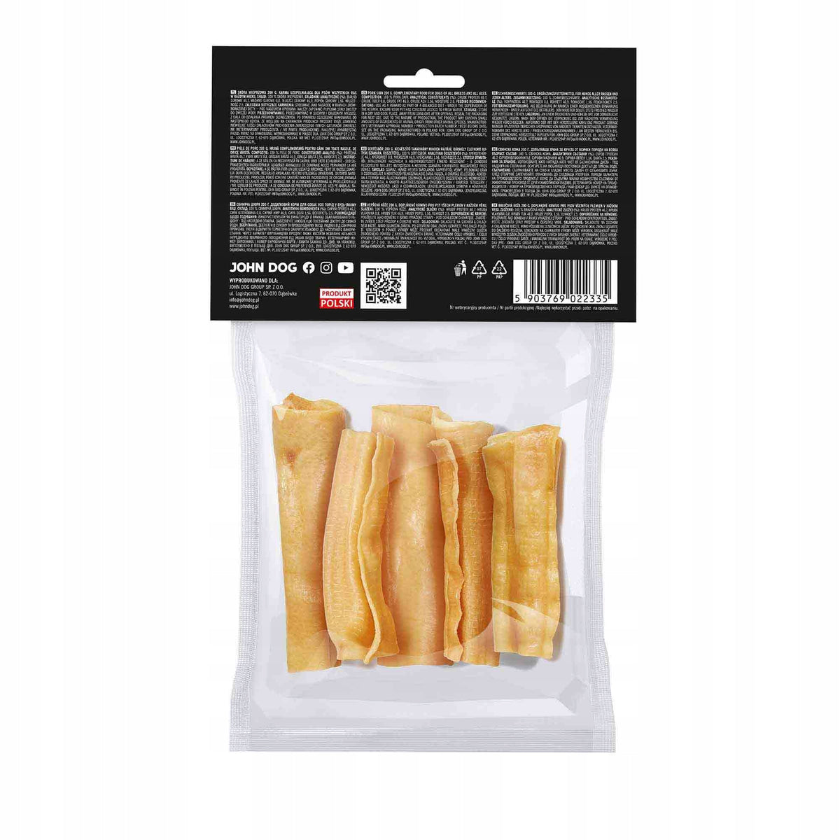 Natural Dried Dog Teether Pork Skin 200 g Packaging status original