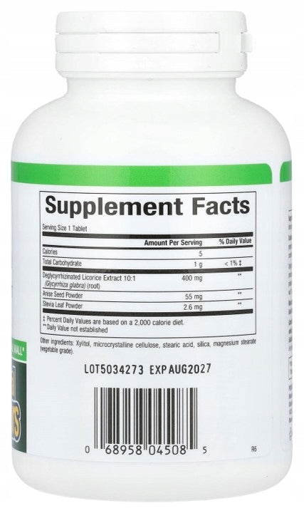 Natural Factors - DGL | Licorice Deglycyrrhizin | 400mg | 90 tab. Brand Natural Factors
