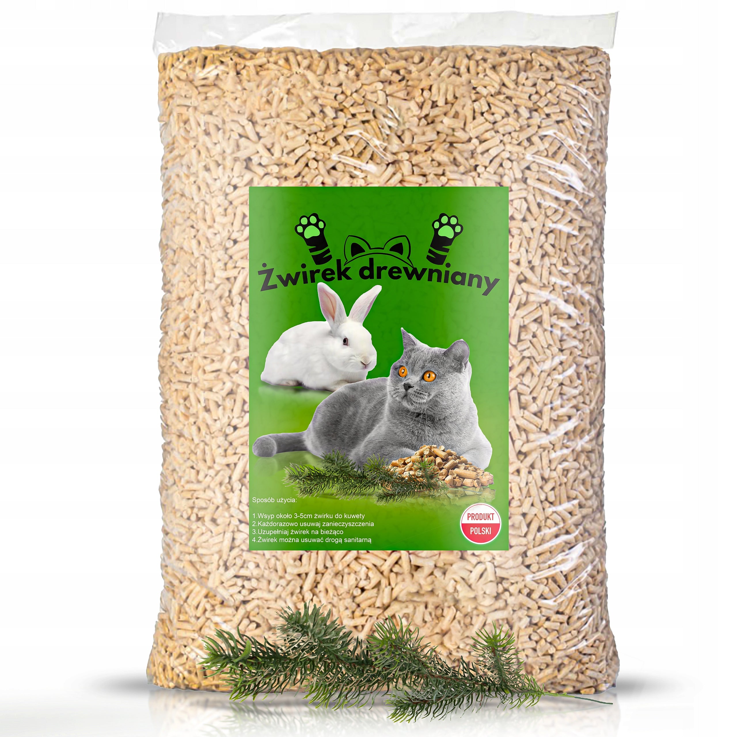 Natural Litter 10KG Wooden Pellet Light For Cat and Rodents Eco-Friendly Manufacturer code ZWIREK DREWNIANY 10KG