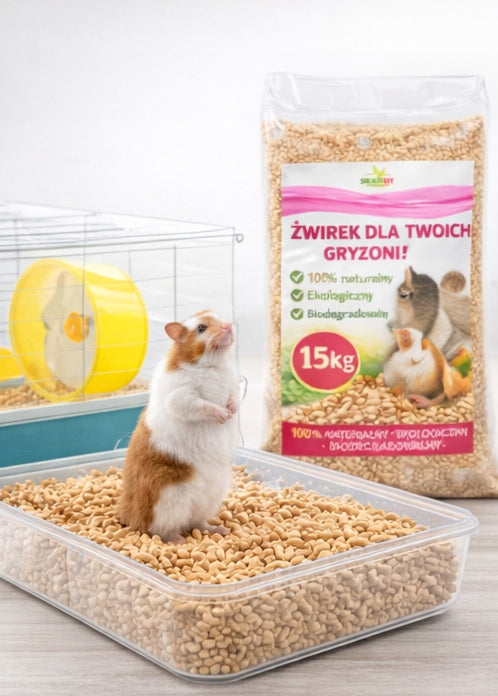 Natural Pellet Litter 15kg CERTIFIED Mulch for Cat Rabbit Dog Eco Trade name Żwirek naturalny