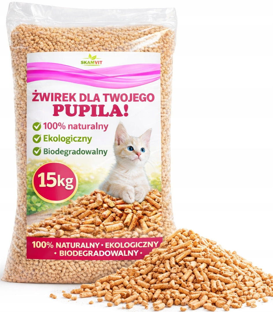 Natural Pellet Litter 15kg CERTIFIED Mulch for Cat Rabbit Dog Eco