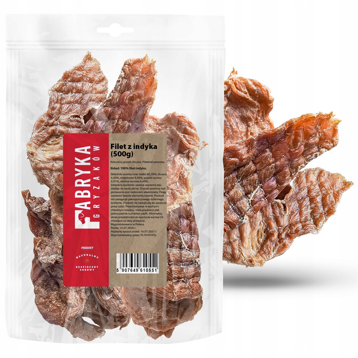 Natural TURKEY FILLET 500g PREMIUM dried dog teether
