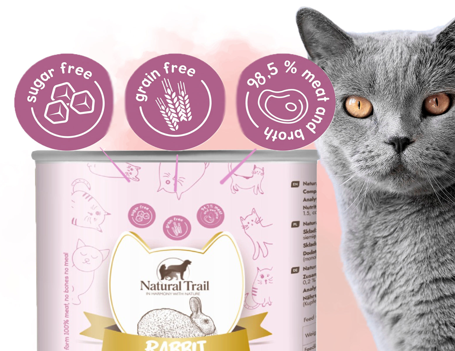 Natural Trail Cat Monoprotein RABBIT 185g with Rabbit for Cat Manufacturer code 5904335777901
