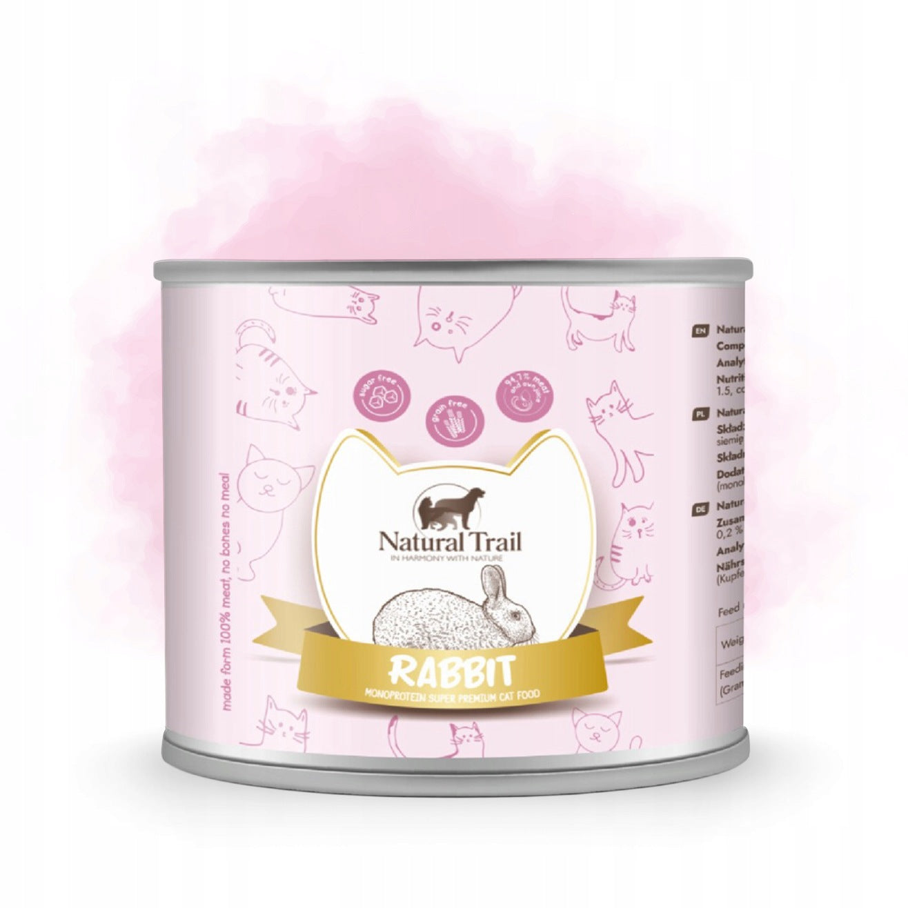 Natural Trail Cat Monoprotein RABBIT 185g with Rabbit for Cat