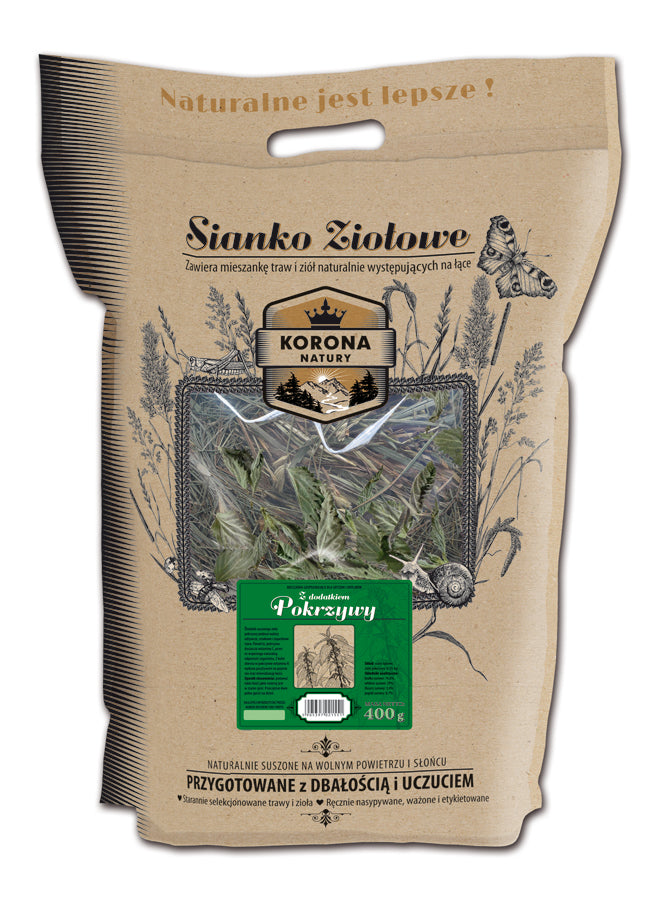 Natural-Vit Herbal Hay with Nettle 400g Rodent Rabbit Brand Korona Natury