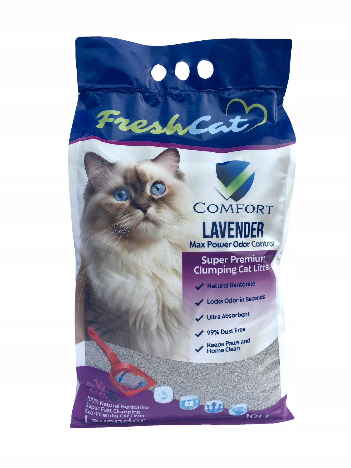 Natural bentonite litter with lavender scent 10l