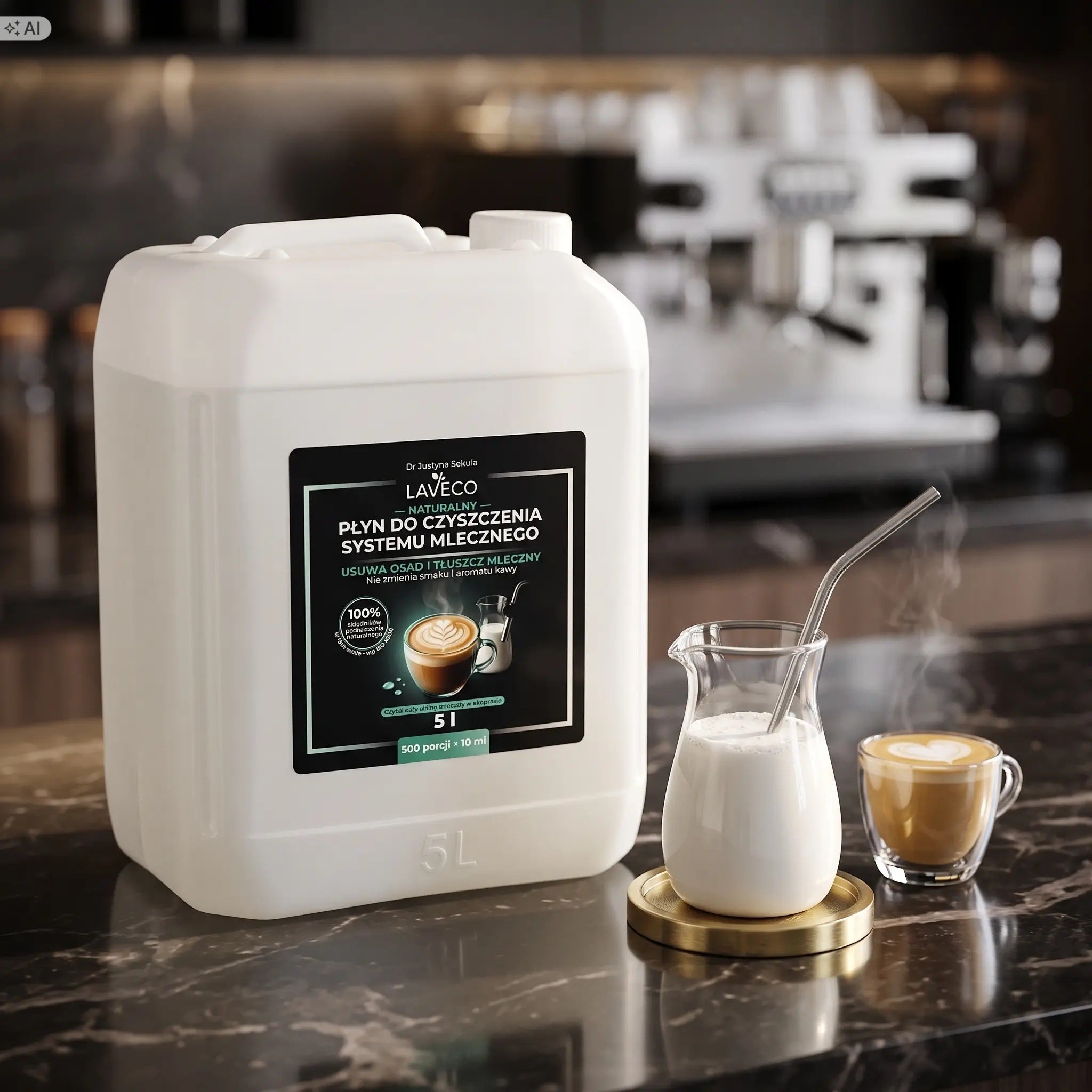 Natural liquid for cleaning the milk system - 5 l - LAVECO Packaging status original