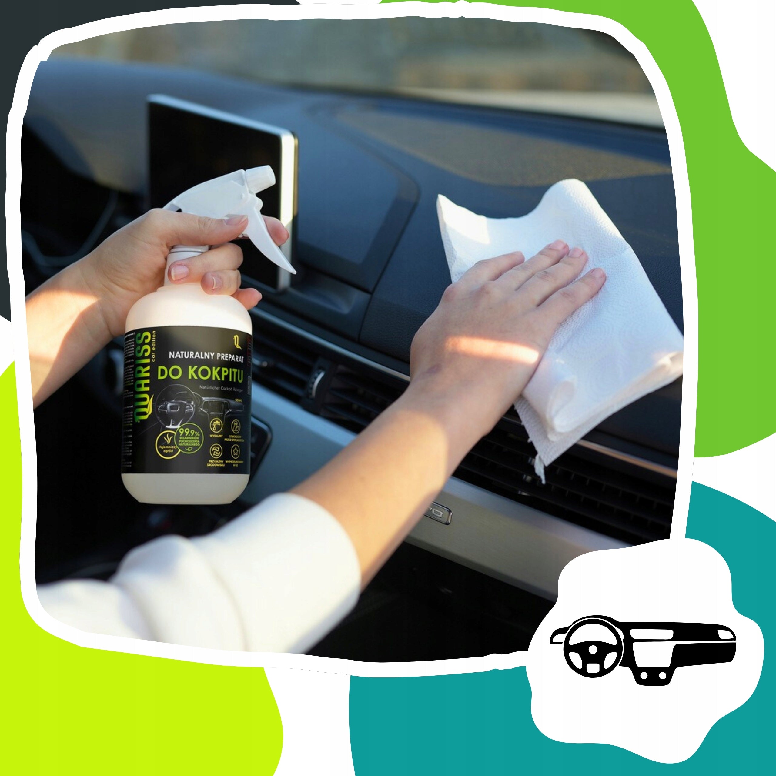 Natural liquid for washing the cockpit and interior of the car eco center 500 ml Manufacturer's catalog number QUARISS_DK_500