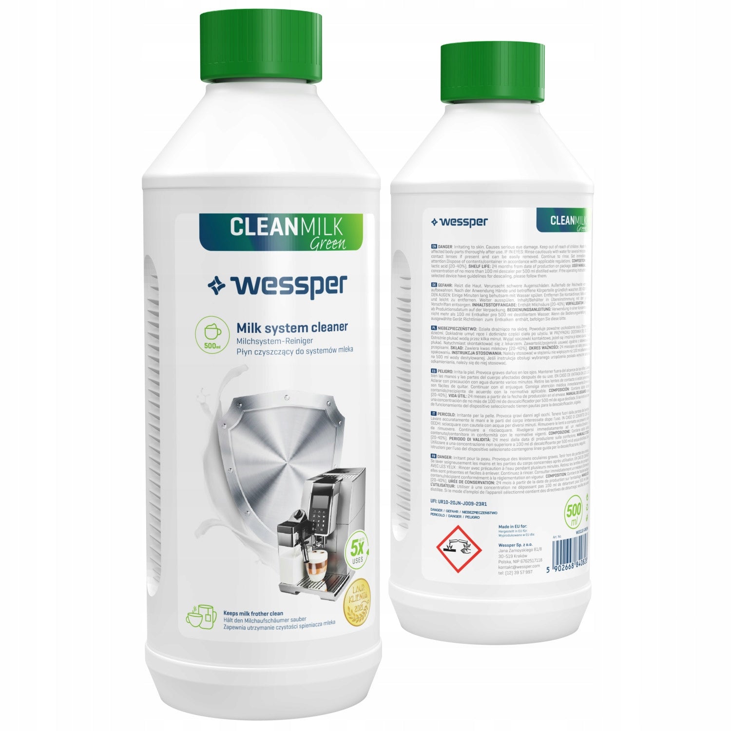 Natural milk system cleaner for Wessper CleanMilk - 2x Brand Wessper