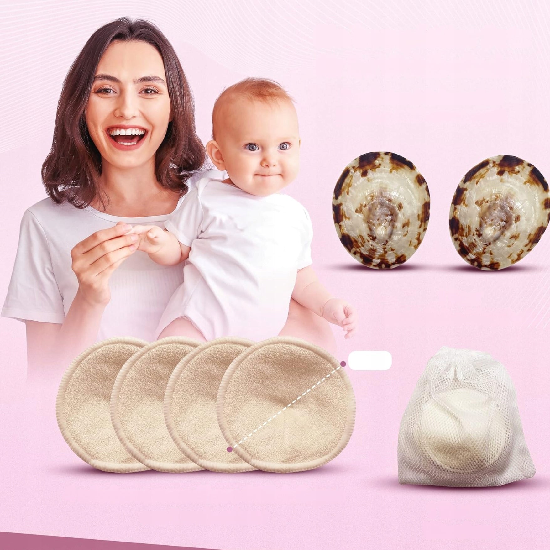 Natural shells+Reusable inserts protect nipples, promote healing S-5,5cm Manufacturer code Czepek laktacyjny Comfort Shells wkładki