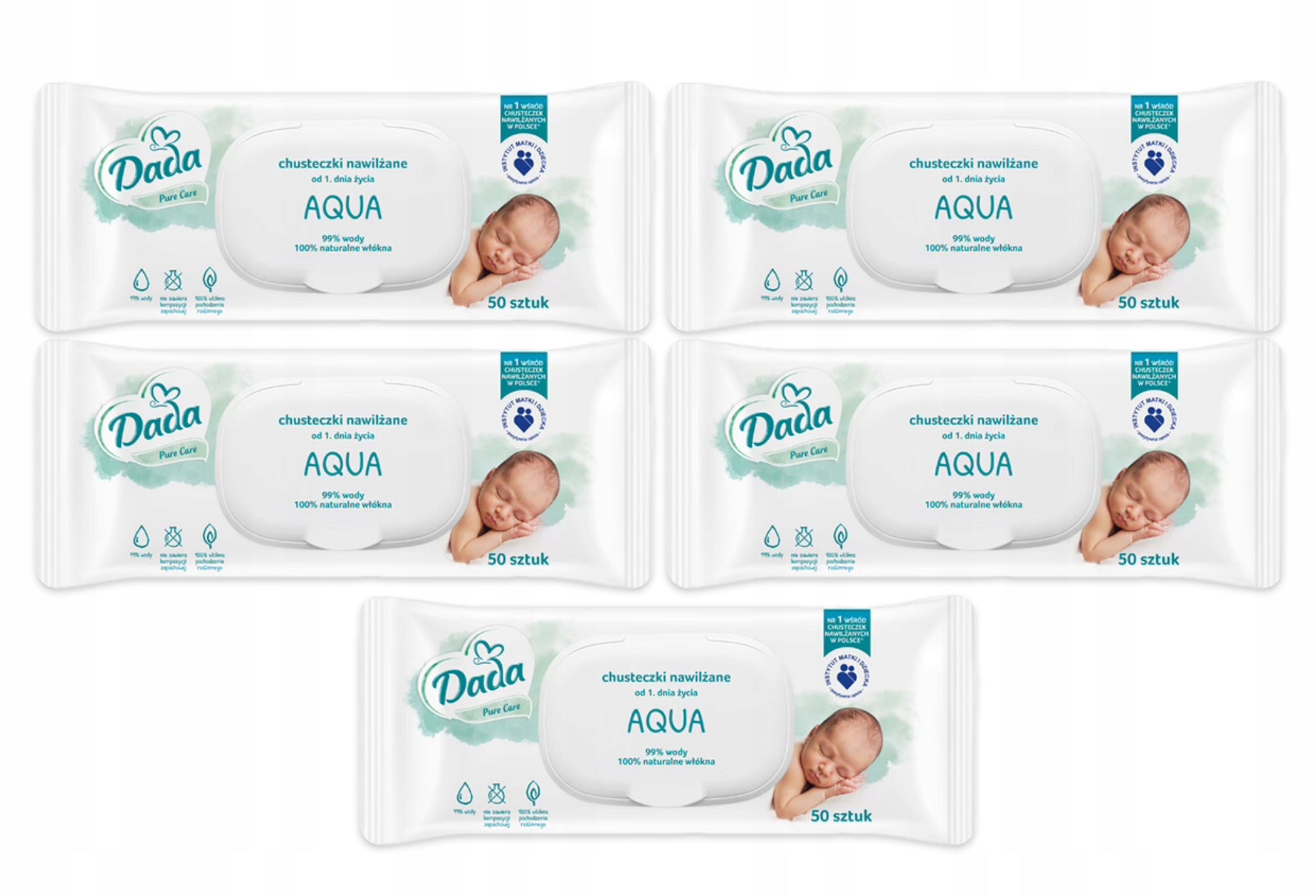 Natural wipes Dada Aqua 100% 5x50pcs